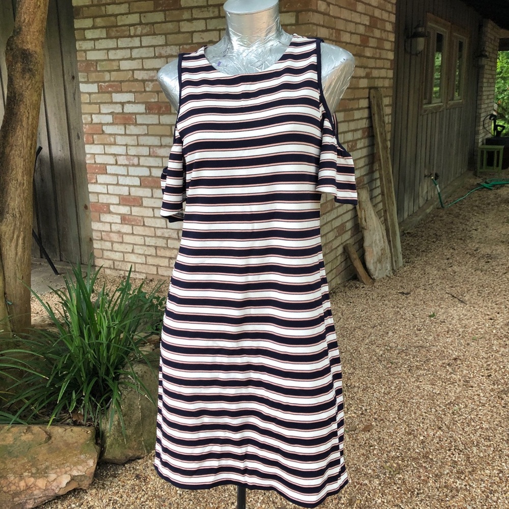 NWT Ann taylor striped peekaboo sleeve knit dress